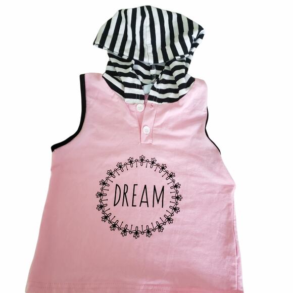 2 For $5 Sale Pink Black Sleeveless Hoodie With Leggings And Headband Size 4T - Picture 2 of 8